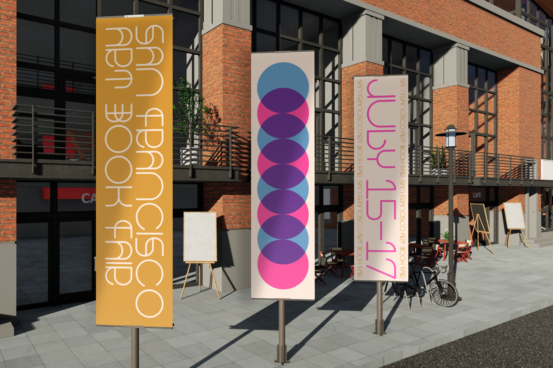 Spatial Design for the event: banners outside
